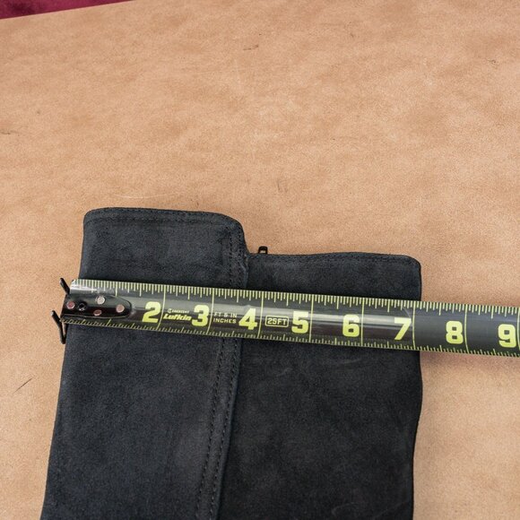 Lucky Brand Women Black Suede Western Block Heel Zip Knee Boots Sz 6.5 EUR37.5 - Picture 7 of 10